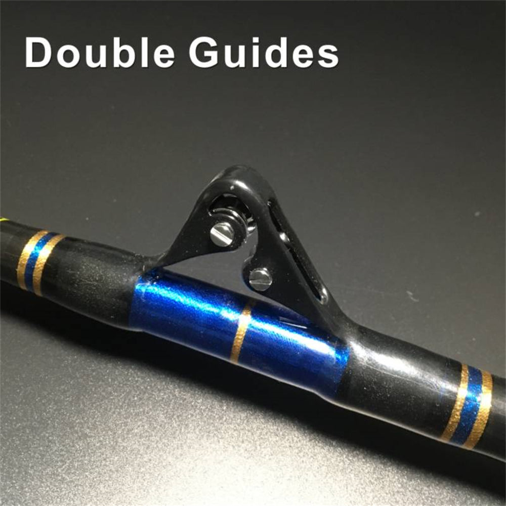 Detailed image of the corrosion-resistant roller guides on the TOPLINE XMGS trolling rod for smooth line flow