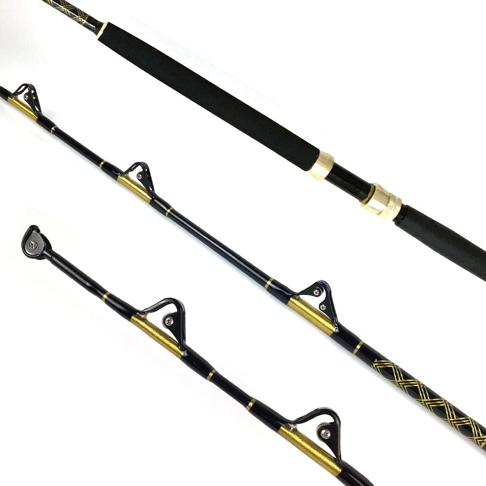 Topline Pro Series 5'6" FRP Trolling Rod – 30-50lb / 50-80lb / 80-130lb, Nylon Straight Butt, 5+1 Roller Guides