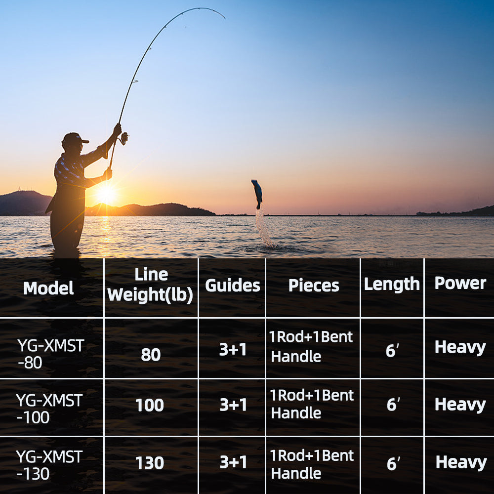Topline 6'Trolling Fishing Rod 3+1 Roller Guide 80-130lbs