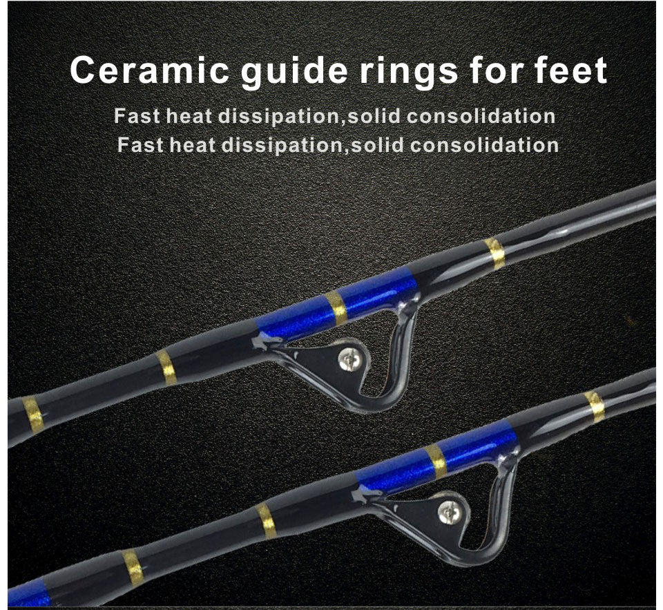 Topline Pro Series 5'6" FRP Trolling Rod – 30-50lb / 50-80lb / 80-130lb, Nylon Straight Butt, 5+1 Roller Guides