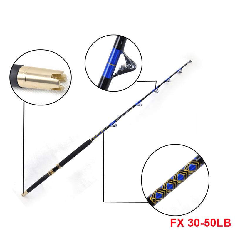 Topline Pro Series 5'6" FRP Trolling Rod – 30-50lb / 50-80lb / 80-130lb, Nylon Straight Butt, 5+1 Roller Guides