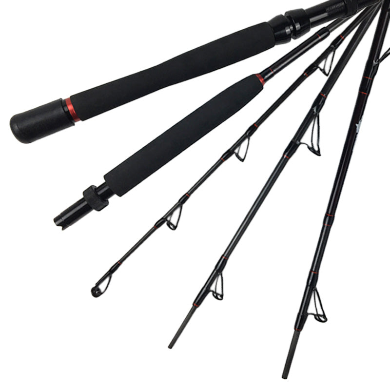 Topline YG-TL trolling rod disassembled and packed into included sponge bag for easy travel