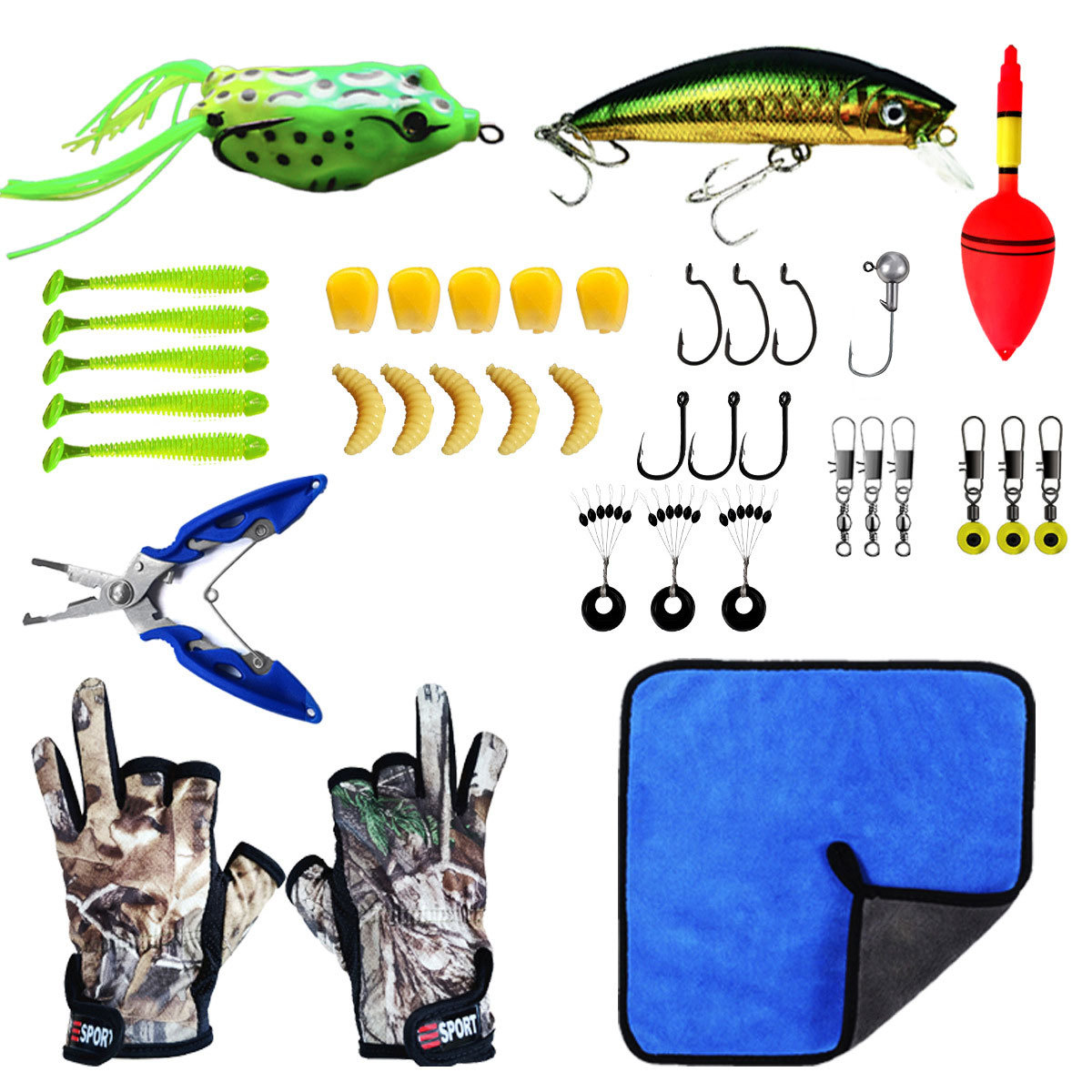 Full Fishing Kit with Rod, Spinning Reel, Line, Tackle Box, and Bag