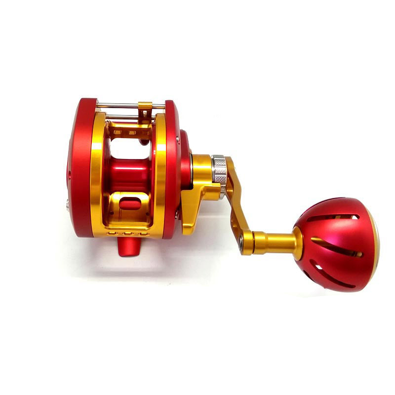 Topline Jigging Reel 13+2BB 6.3:1 Gear Ratio Deep Sea Saltwater Overhead Fishing Reel - Red Gold