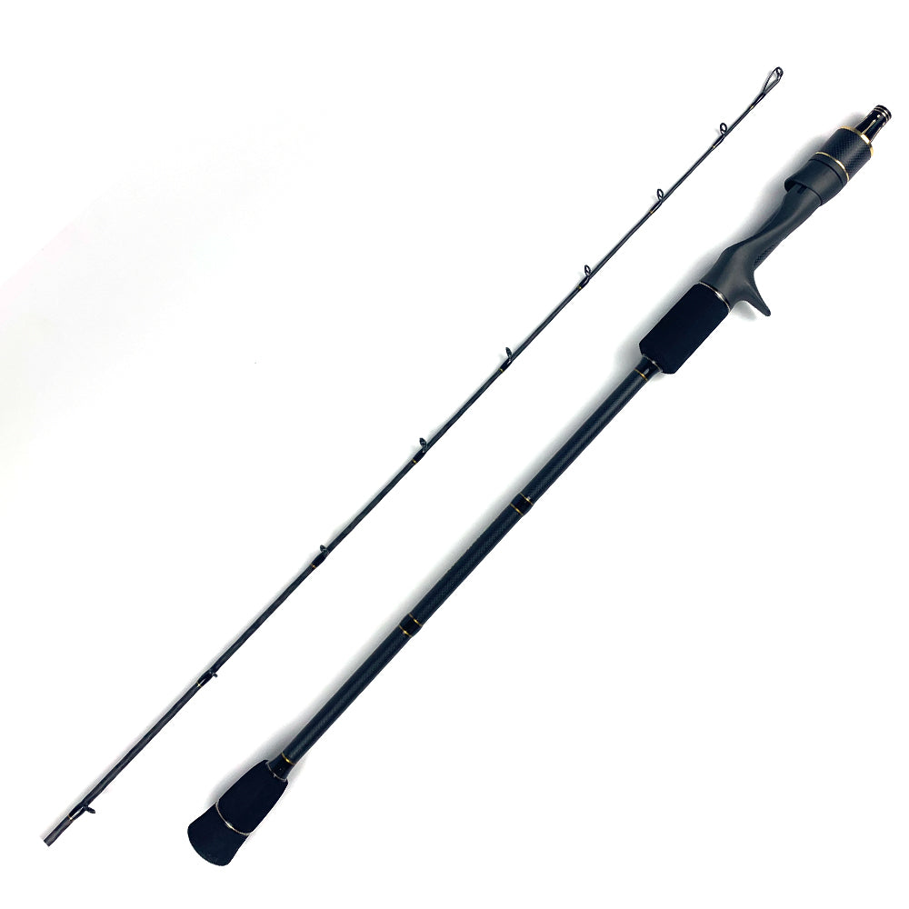 Assembled view of Topline Kingsman jigging rod showing the seamless connection of its 2-section solid carbon build