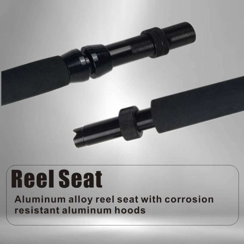 Detail of the rod guide system with 7+1 high-strength guides, corrosion-resistant rings for smooth line flow