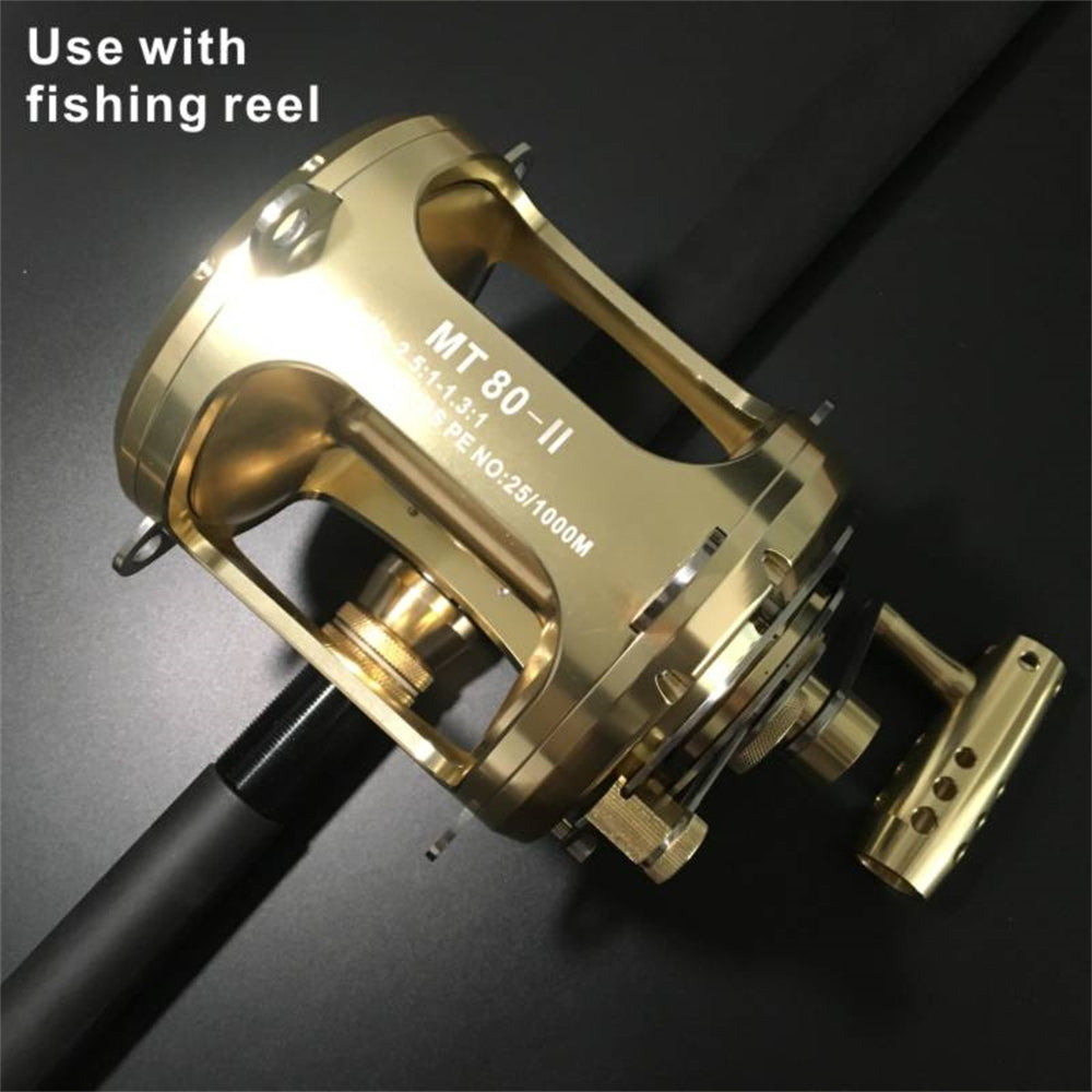 XMGS trolling rod shown paired with a heavy-duty saltwater fishing reel for offshore trolling
