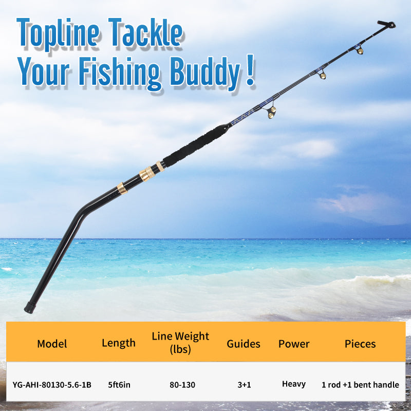 Topline 5'6" 130lbs Trolling Rod | FRP Fiberglass, Roller Guides, Swivel Tip, EVA Handle, Aluminum Alloy Straight & Bent Butt