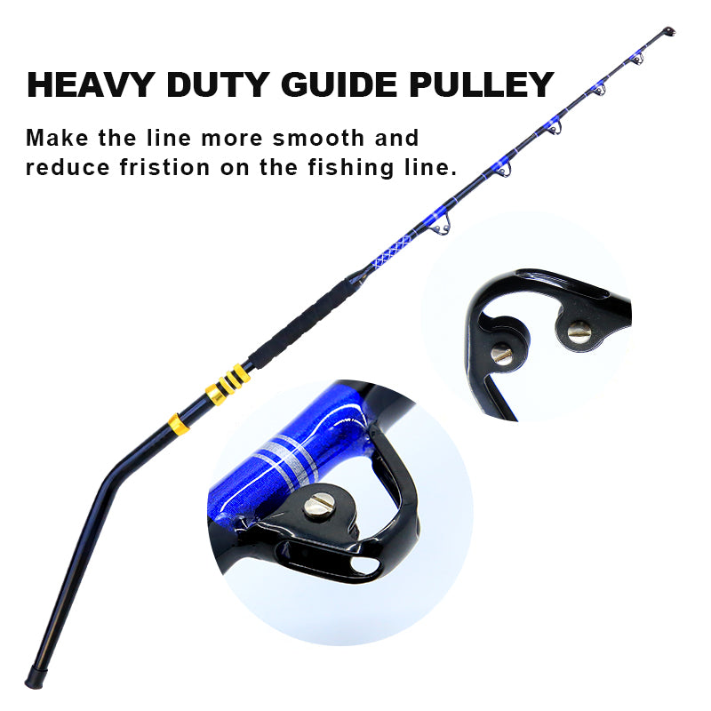 Topline 6'Trolling Fishing Rod 5+1 Roller Guide 80-130lbs