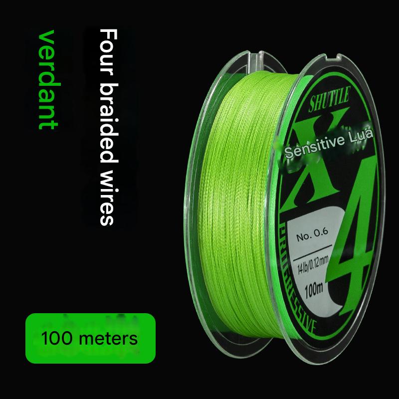 Topline Tackle braided fishing line in bright green color, 100 meters spool