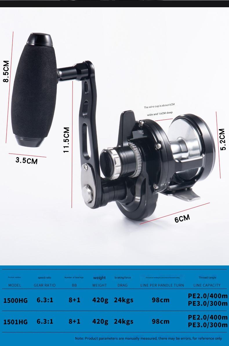 Complete view of Lurekiller Ocean Jigger reel with all components