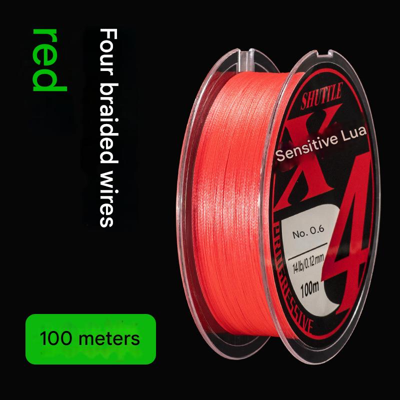 Topline Tackle braided fishing line in transparent red plastic box packaging