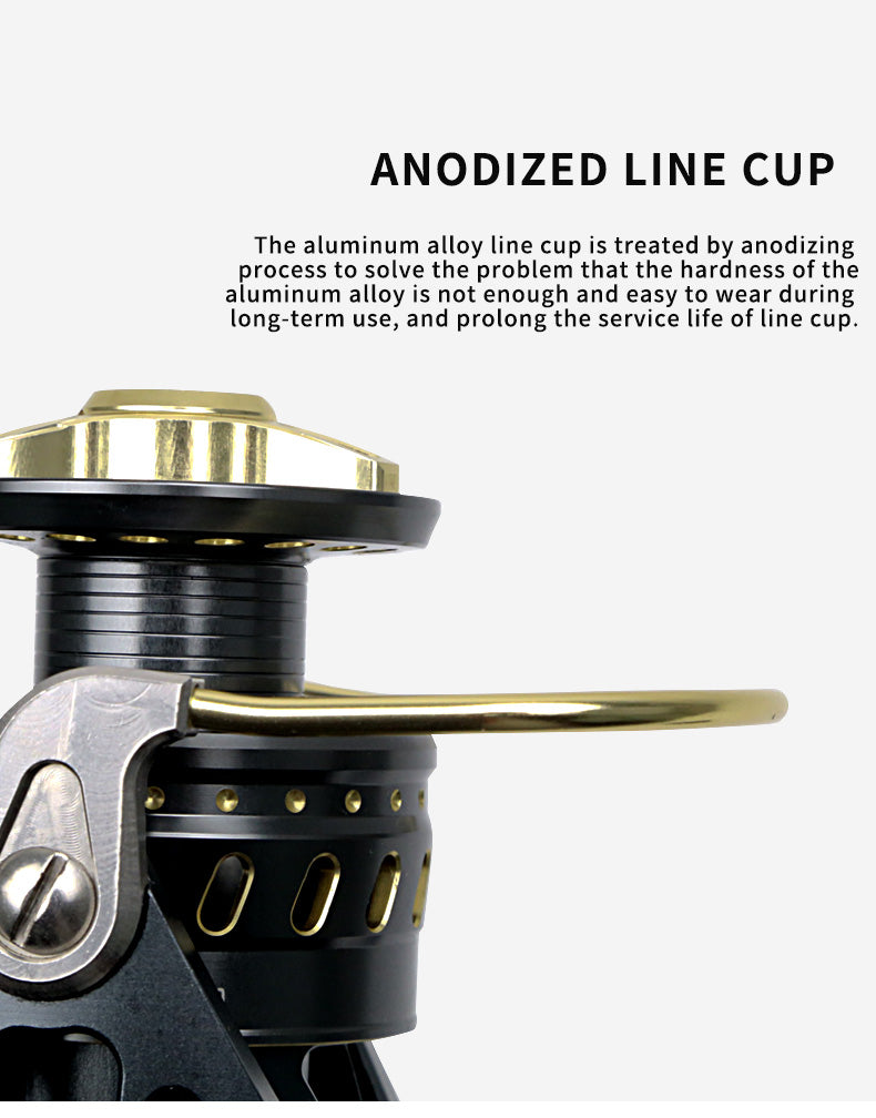 spincast reel-anodized line cup