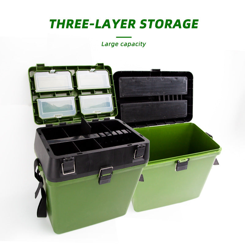 25-32L capacity fishing box ideal for boat, shore, and freshwater fishing