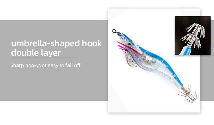 Squid jig placed on hand to show real-life size and proportions (10cm / 12.2g)