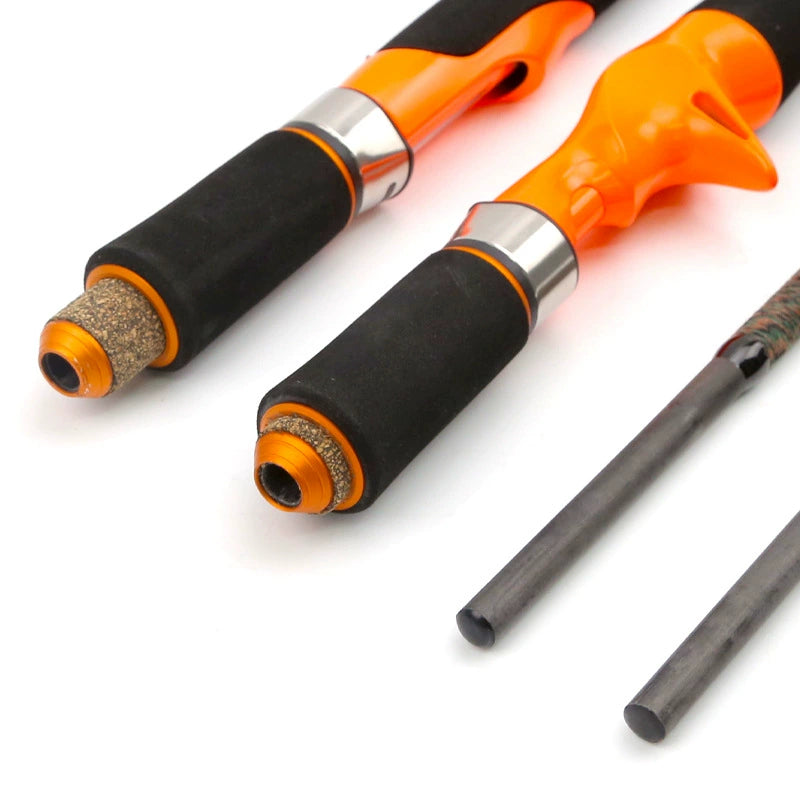 Close-up of carbon fiber rod tip and guide rings on Topline Tackle jigging rod