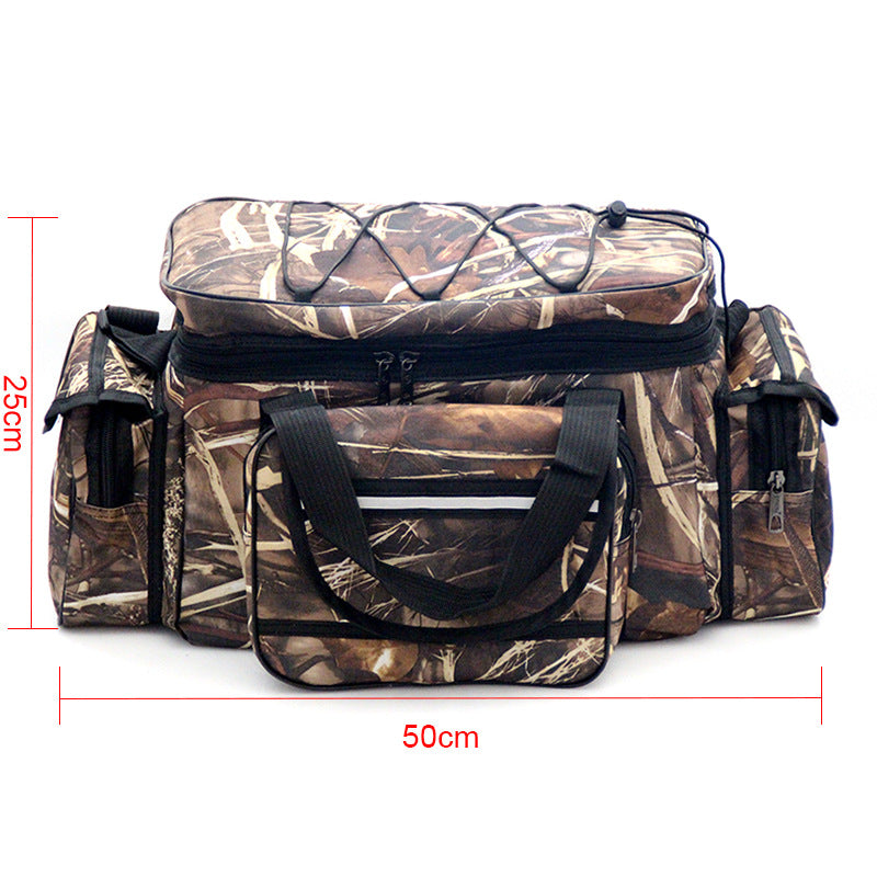 Close-up of durable water-resistant fabric and zipper quality of Topline lure bag
