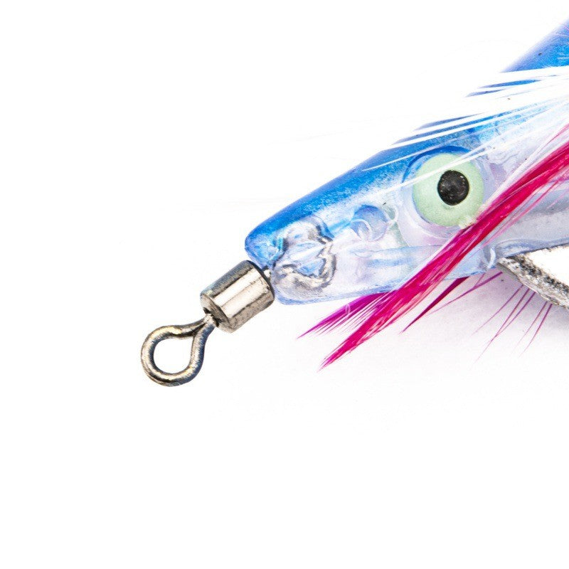 Retail-ready packaging of the 6pcs Topline flashing LED squid lure set