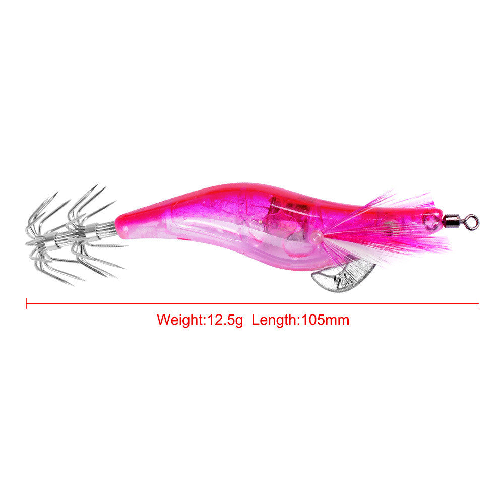 Flashing LED light of the squid jig activating in water for night fishing attraction