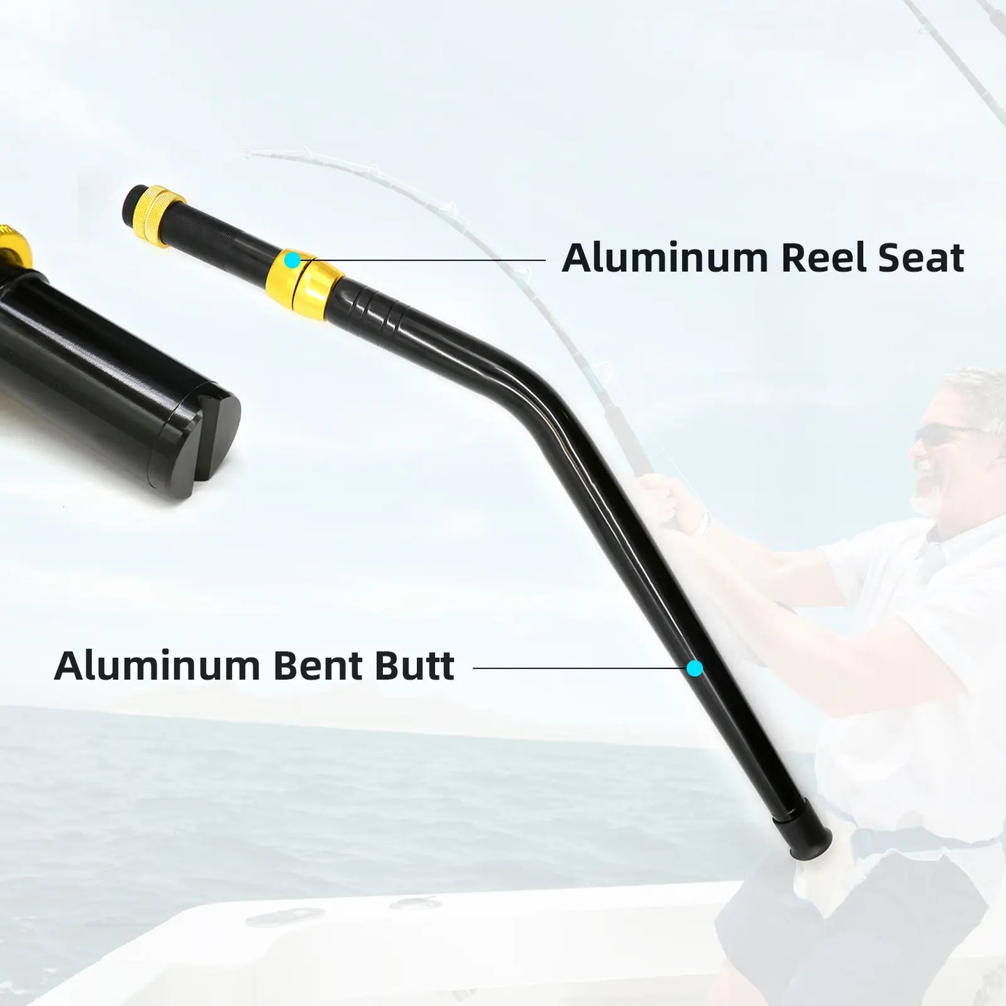 Topline 5'Trolling Fishing Rod 2+1 Roller Guide 100-130lbs