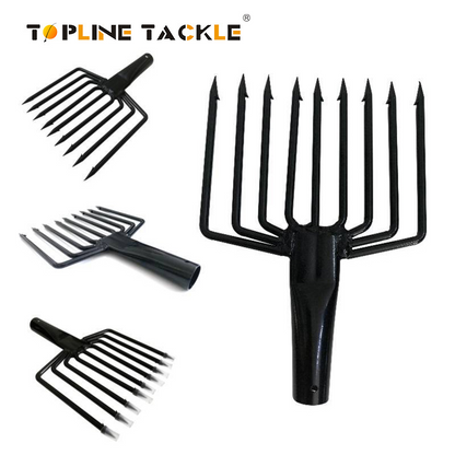 9-Prong Stainless Steel Barbed Fishing Spearhead – Heavy-Duty Spring Steel Black Fish Harpoon Tip