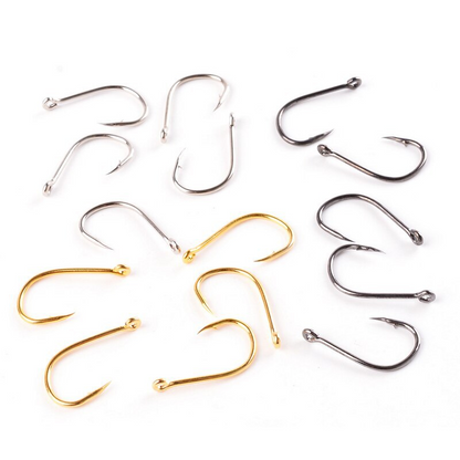 High Carbon Steel Jigging Hooks Set – Barbed Single Hooks (100pcs)