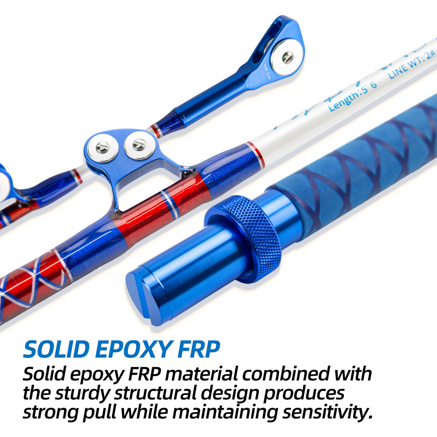 Topline Tackle 5'6" Big Game Trolling Rod-Heavy Duty Saltwater Boat Rod 4+1 Guide Fishing Pole For Deep Sea Fishing