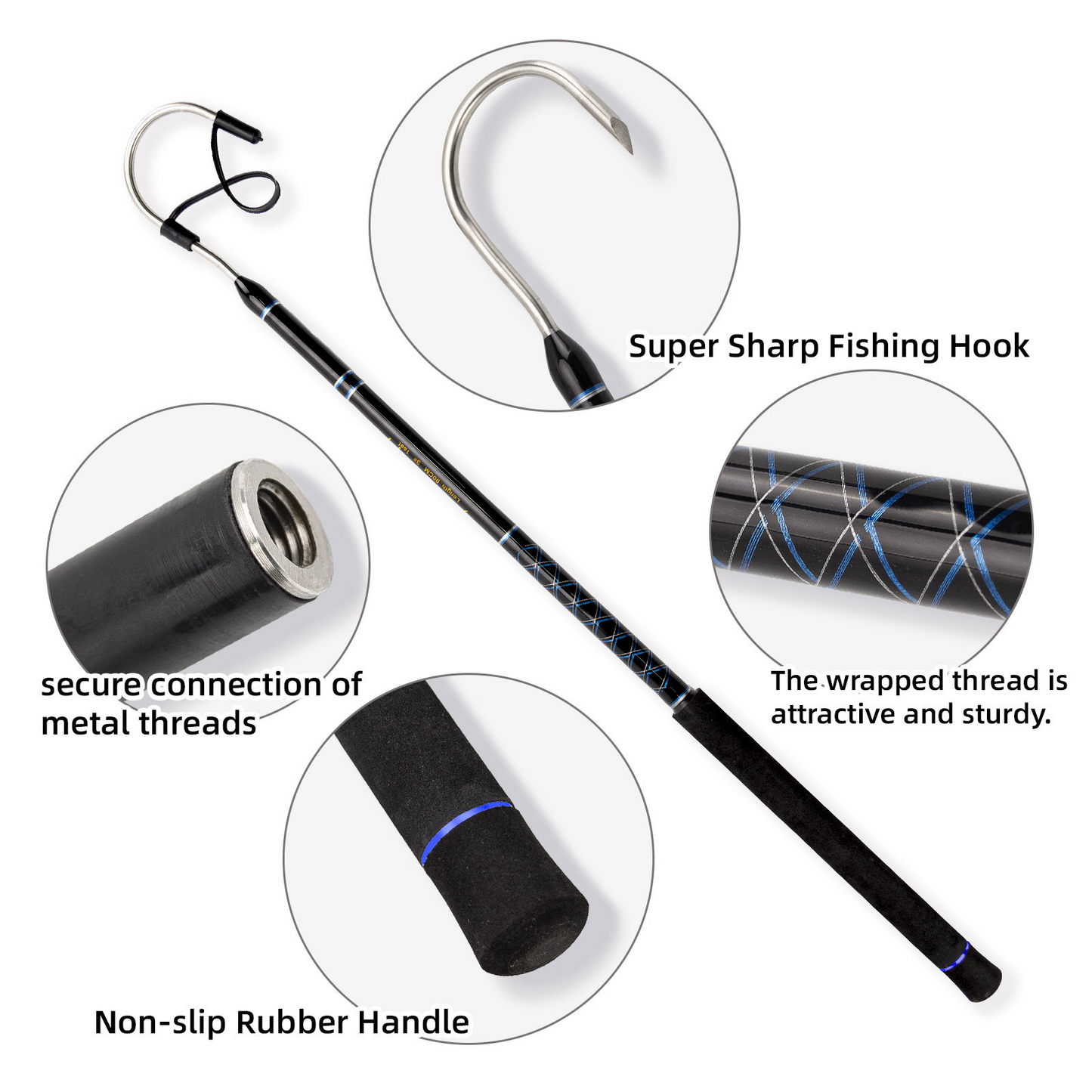 Topline Tackle Trolling Fishing Gaff - 2 Sections Big Game Tuna Fishing Hook|90cm/180cm Trolling Gaff