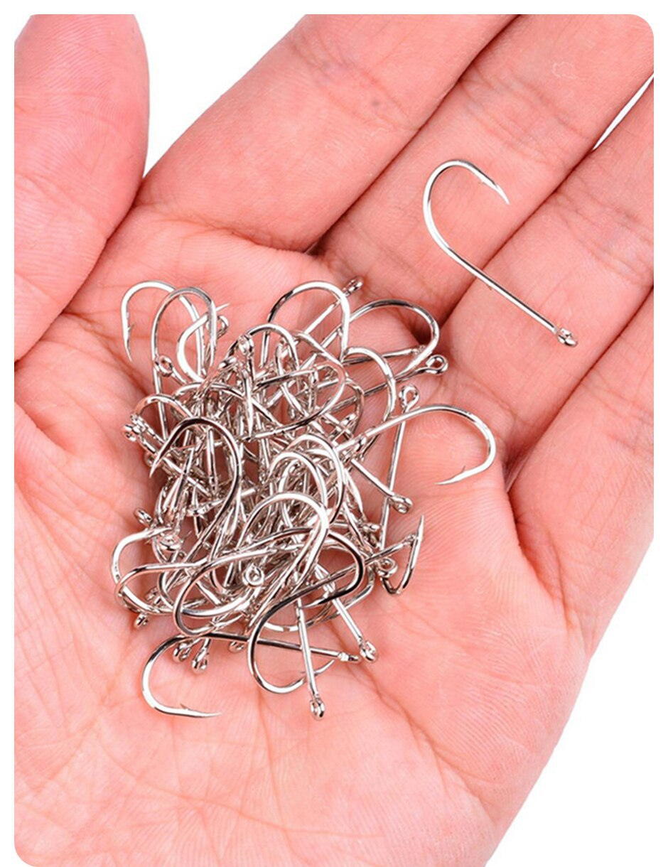High Carbon Steel Jigging Hooks Set – Barbed Single Hooks (100pcs)