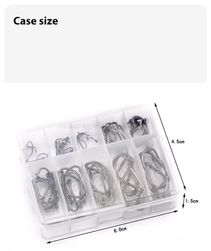 High Carbon Steel Jigging Hooks Set – Barbed Single Hooks (100pcs)