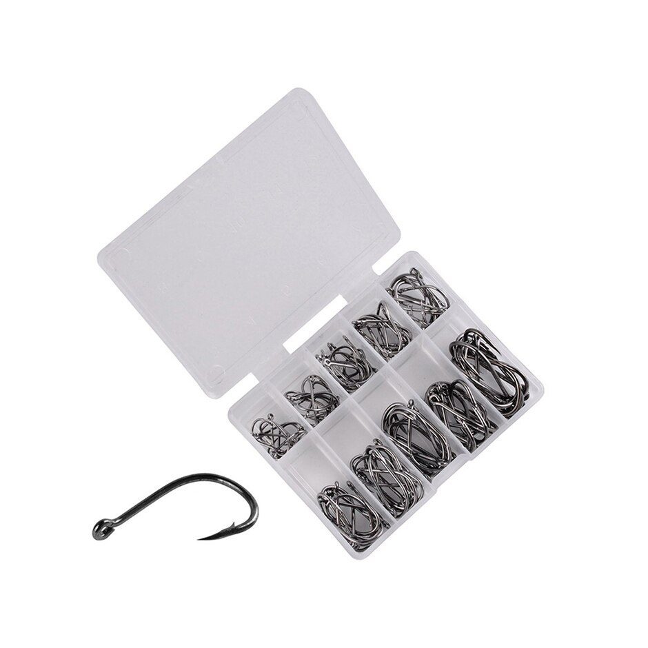 High Carbon Steel Jigging Hooks Set – Barbed Single Hooks (100pcs)