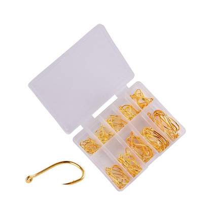 High Carbon Steel Jigging Hooks Set – Barbed Single Hooks (100pcs)