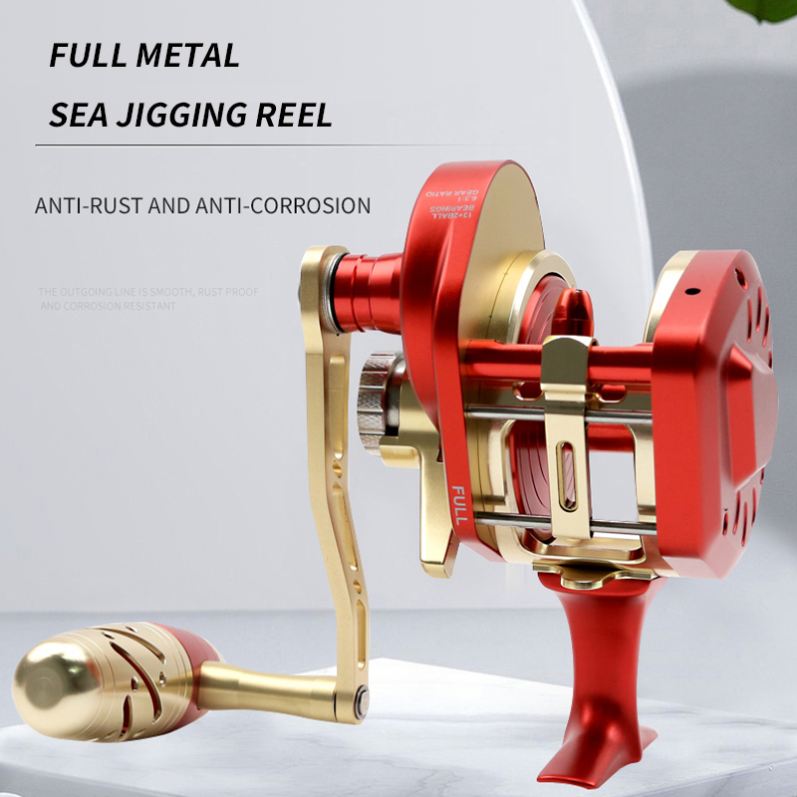 Topline Tackle JM2000 Jigging Reel – 13+2 Bearings, 6.3:1 Gear Ratio, Left/Right Handle,584G | Saltwater Fishing