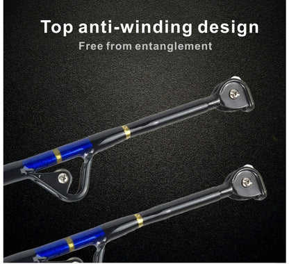 Topline Pro Series 5'6" FRP Trolling Rod – 30-50lb / 50-80lb / 80-130lb, Nylon Straight Butt, 5+1 Roller Guides