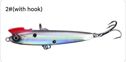 Black back silver sinking pencil lure from Topline with realistic fish scale design and treble hooks