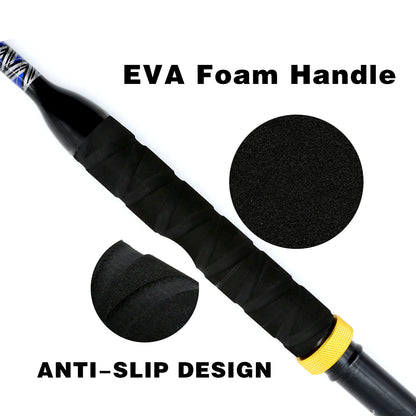 Non-slip EVA handle grip on Topline 5ft trolling rod for comfortable offshore fishing in all conditions