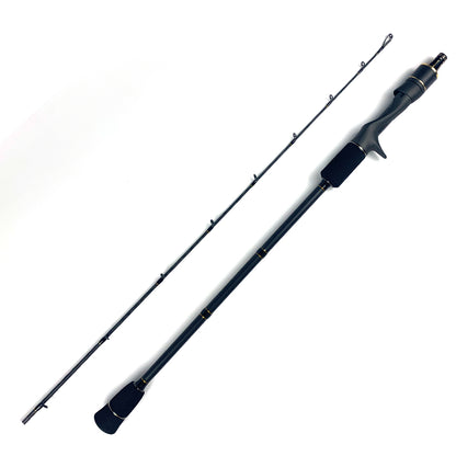 Assembled view of Topline Kingsman jigging rod showing the seamless connection of its 2-section solid carbon build