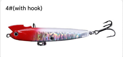 Red head silver body hard bait with strong treble hooks and high vibration for aggressive stri