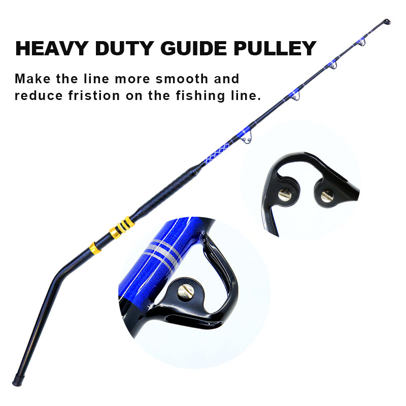 Topline Tackle Heavy Duty Bent Butt Trolling Rod with Roller Guides