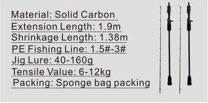  Highlight of the rod’s shrink length, compacting down to 1.38 meters for easy storage and transport

