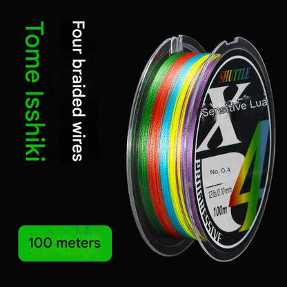 Topline Tackle braided fishing line with 10 meters per color, multicolor spool, 100 meters total