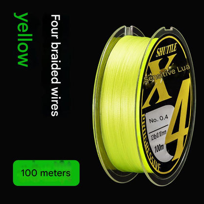Topline Tackle braided fishing line in orange-yellow color, 100 meters spool
