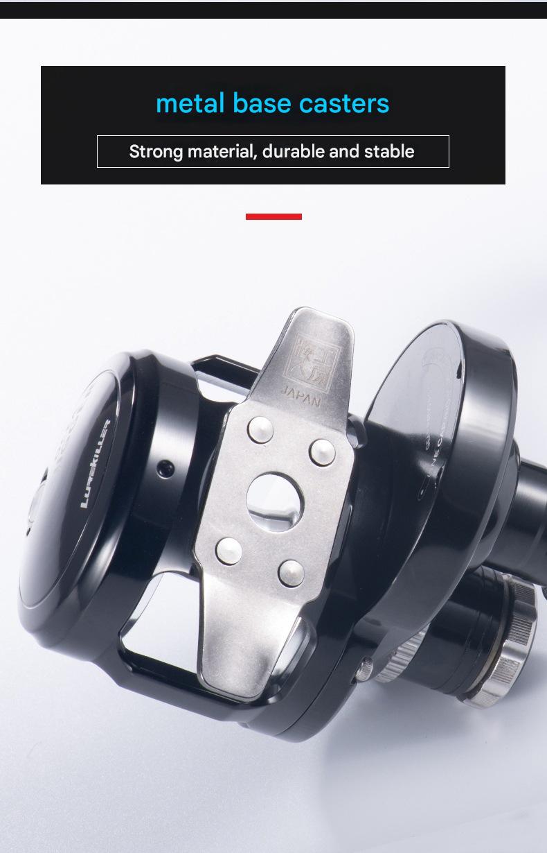  Angled view showcasing Lurekiller Ocean Jigger reel design and finish