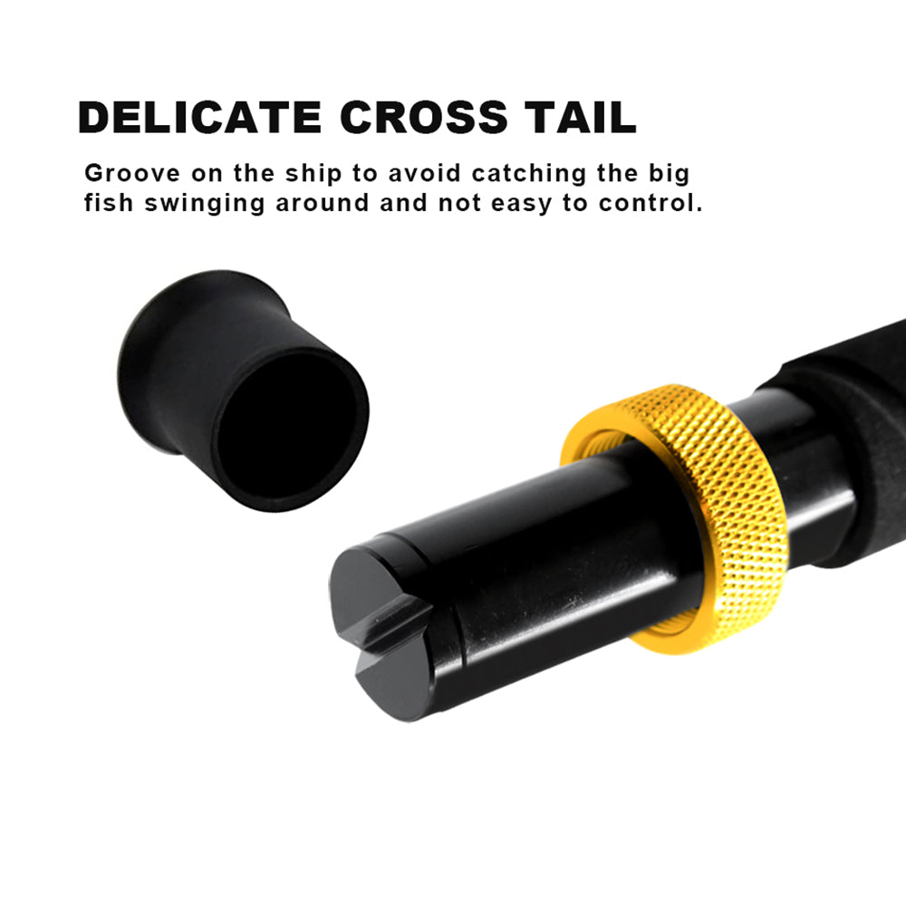 Reinforced aluminum reel seat with double locking screws for heavy-duty offshore reels.