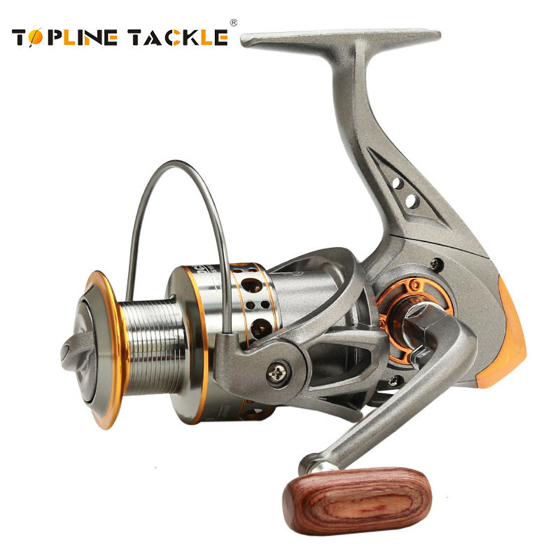 Topline Tackle DC Series spinning reel full metal spool in black and gold – main display image

