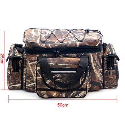  Close-up of durable water-resistant fabric and zipper quality of Topline lure bag

