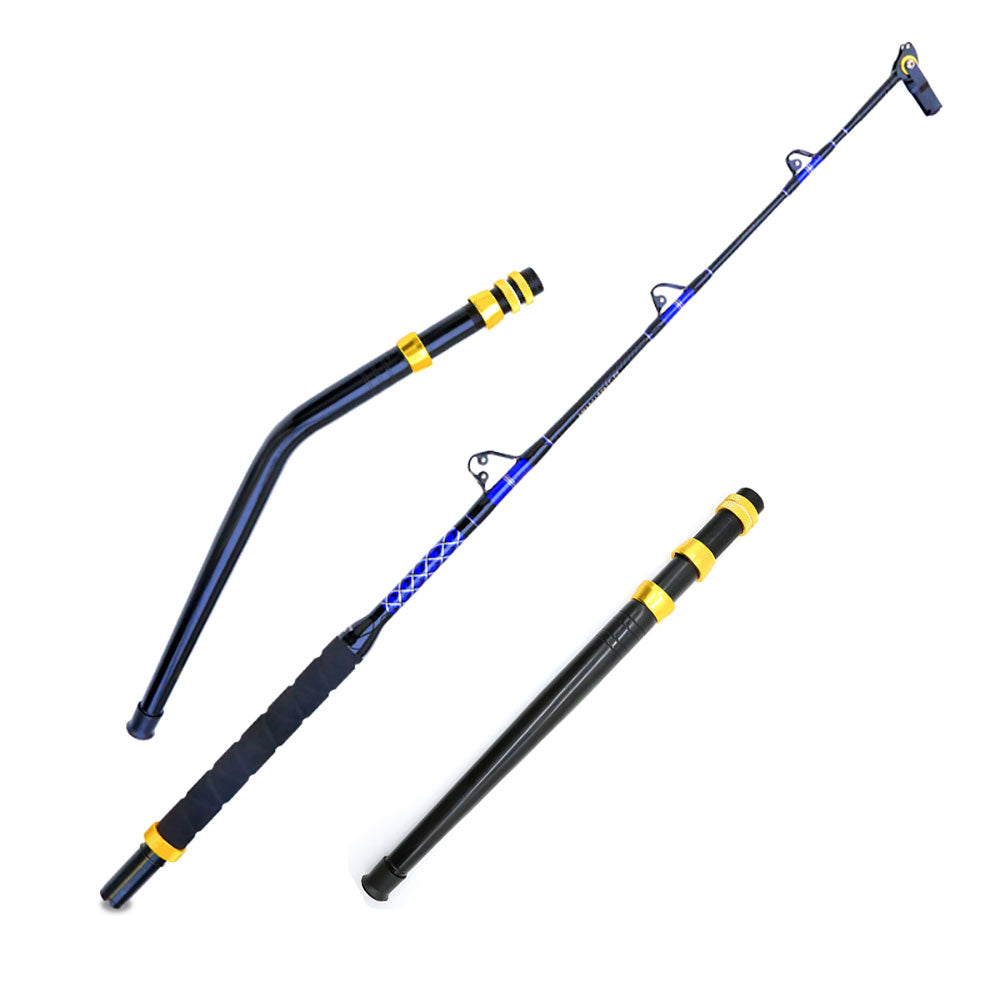 Full view of Topline 6ft trolling fishing rod with 3+1 roller guides for offshore big game fishing.